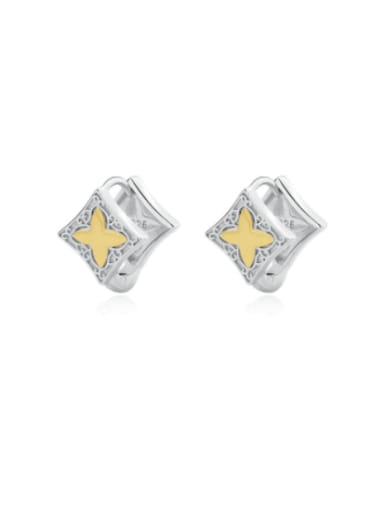 925 Sterling Silver Star Square Trend Huggie Earring