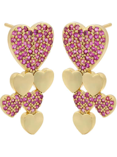 Brass Rhinestone Heart Dainty Stud Earring