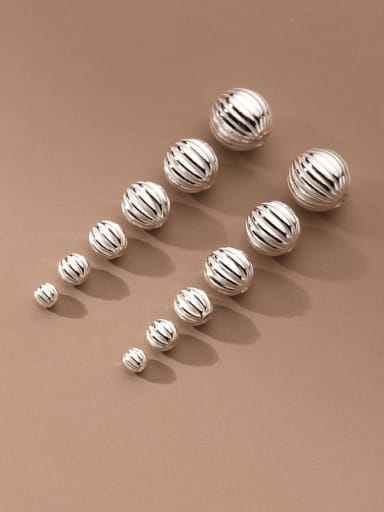 custom 925 silver simple striped round beads 3-8mm spherical  beads