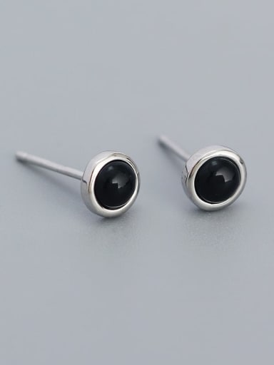 Black Onyx 925 Sterling Silver Turquoise Geometric Minimalist Stud Earring