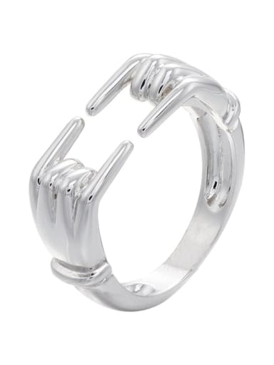 White Gold Brass finger shape Trend Band Ring