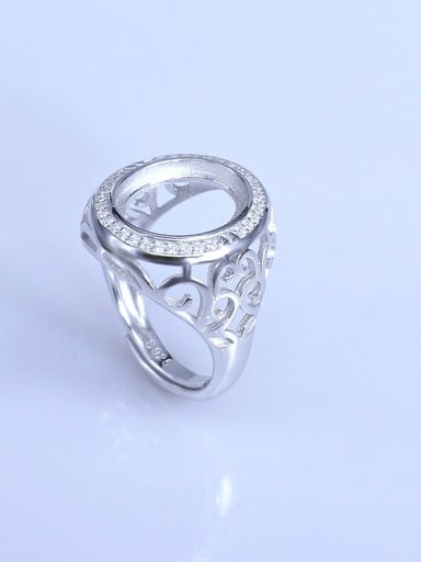 925 Sterling Silver 18K White Gold Plated Geometric Ring Setting Stone size: 11*13mm