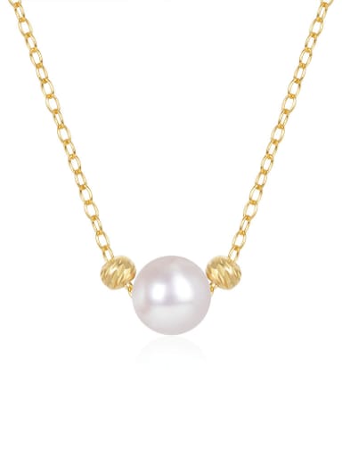 925 Sterling Silver Imitation Pearl Geometric Minimalist Bead Pendant Necklace