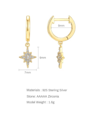 Gold 2 925 Sterling Silver Cubic Zirconia Geometric Minimalist Huggie Earring