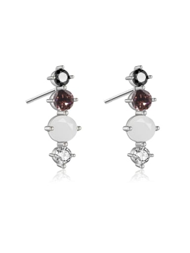 925 Sterling Silver Cubic Zirconia Geometric Dainty Stud Earring