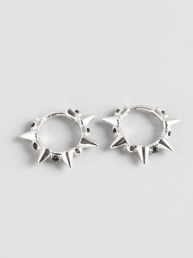Platinum 925 Sterling Silver Geometric Trend Huggie Earring