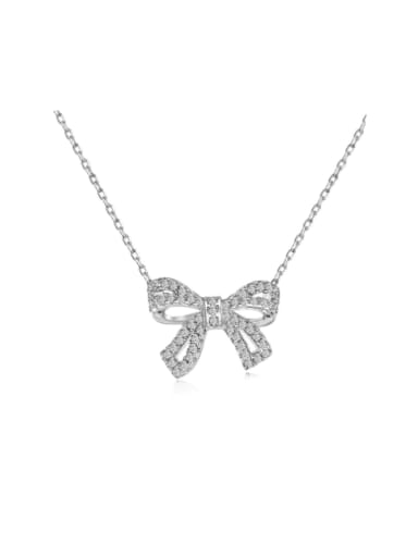 925 Sterling Silver Cubic Zirconia Dainty Bowknot  Earring and Necklace Set