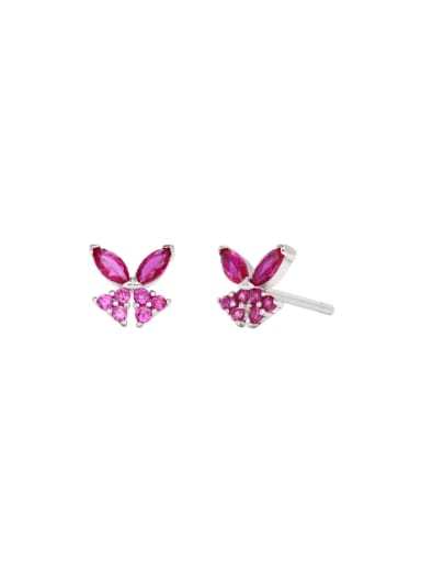 platinum 925 Sterling Silver Cubic Zirconia Butterfly Minimalist Stud Earring