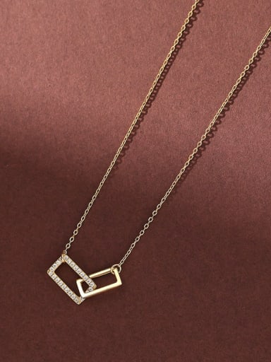 Gold color 925 Sterling Silver Double paper clip Necklace