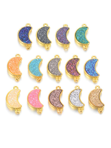Copper Alloy Crystal Moon Charm Height : 9mm , Width: 18.5mm