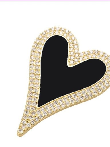 black Copper Drip Oil Micro Set Fancy Diamond Heart Pendant