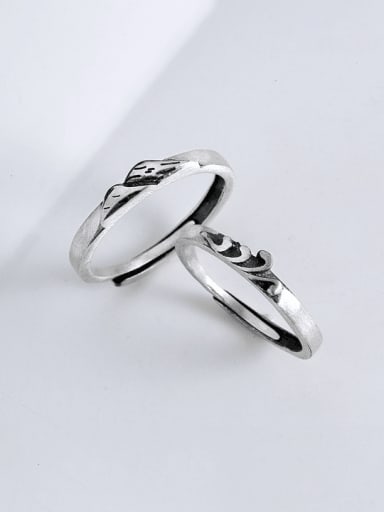 custom 925 Sterling Silver Irregular Vintage Couple Ring
