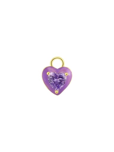 A3417 Purple Blue Single Pendant 925 Sterling Silver Cubic Zirconia Minimalist Heart Pendant