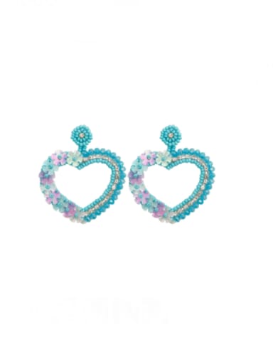 E69052 Blue Alloy MGB beads Heart Hip Hop Pure handmade Weave Earring