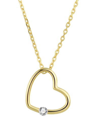 Golden color 925 Sterling Silver Cubic Zirconia Heart Dainty Necklace