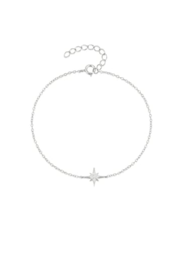 925 Sterling Silver Cubic Zirconia Star Dainty Link Bracelet