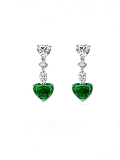 925 Sterling Silver High Carbon Diamond Heart Luxury Cluster Earring