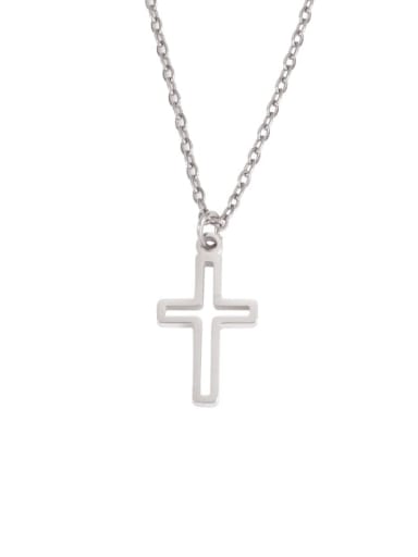Steel color Stainless steel  Minimalist Cross Pendant Necklace