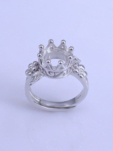 925 Sterling Silver 18K White Gold Plated Crown Ring Setting Stone size: 9*9mm