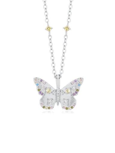 A2973 Platinum 925 Sterling Silver Butterfly Minimalist Necklace