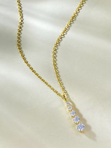 N407 Gold 925 Sterling Silver Cubic Zirconia Geometric Dainty Necklace
