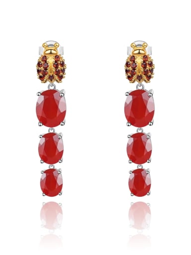 Red Agate Earrings 925 Sterling Silver Carnelian Geometric Artisan Drop Earring