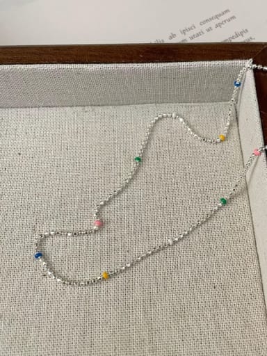 925 Sterling Silver Multi Color Dainty Necklace