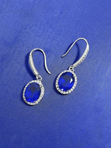 925 Sterling Silver Natural Stone Geometric Luxury Hook Earring