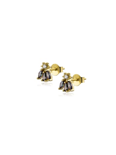 925 Sterling Silver Cubic Zirconia Bee Dainty Stud Earring