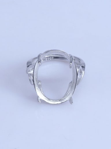 925 Sterling Silver 18K White Gold Plated Geometric Ring Setting Stone size: 16*20mm