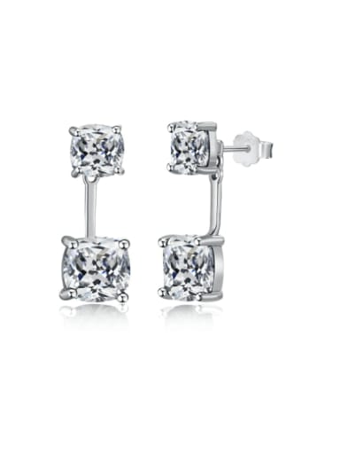 DY110152 S W WH 925 Sterling Silver Cubic Zirconia Geometric Dainty Drop Earring