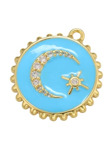 Golden blue drop oil Drip Oil Color Moon Pendant Round Star Jewelry Accessories