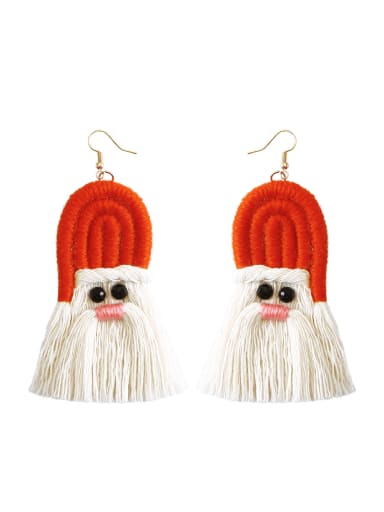 orange Cotton rope +tassel  Christmas Bossian style hand-woven earrings
