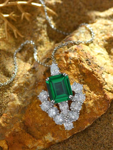 Green [P 2224] 925 Sterling Silver High Carbon Diamond Red Luxury pendant