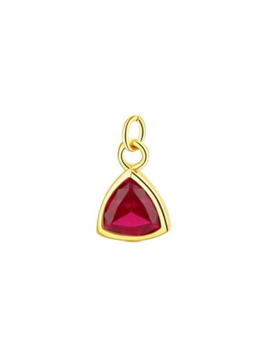 A3415 Red Steel Pendant 925 Sterling Silver Cubic Zirconia Minimalist Triangle  Pendant