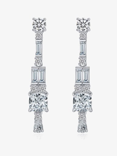 925 Sterling Silver High Carbon Diamond Geometric Luxury Cluster Earring