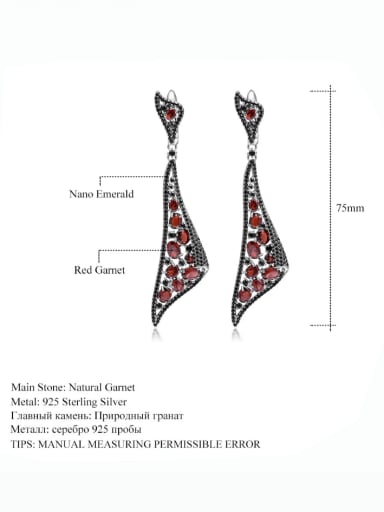 Natural Garnet Earrings 925 Sterling Silver Peridot Geometric Luxury Cluster Earring