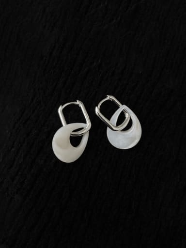 925 Sterling Silver Shell Water Drop Vintage Huggie Earring