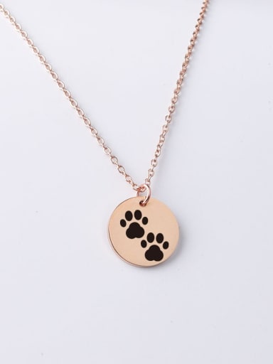 YP001 172 20MM Stainless steel disc engraving dog paw pattern pendant necklace