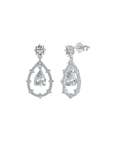 925 Sterling Silver Cubic Zirconia Water Drop Luxury Cluster Earring