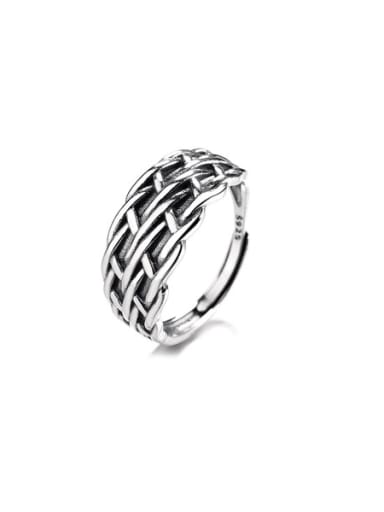925 Sterling Silver Geometric Vintage Twist Weave Stackable Ring