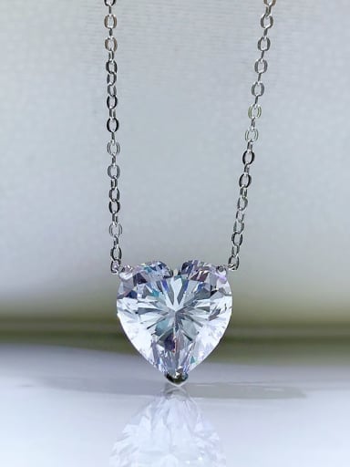 white 925 Sterling Silver Cubic Zirconia Heart Minimalist Necklace