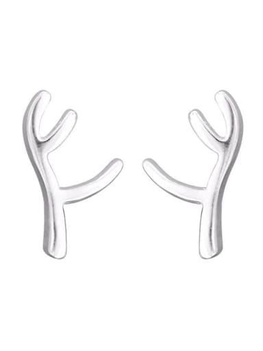 925 Sterling Silver Antlers Minimalist Stud Earring