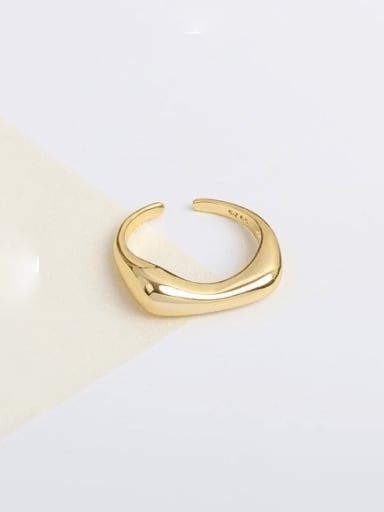 Concave 18k gold color 925 Sterling Silver Irregular Minimalist Band Ring