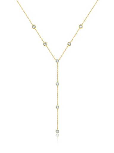 18k gold 925 Sterling Silver Cubic Zirconia Tassel Minimalist Tassel Necklace