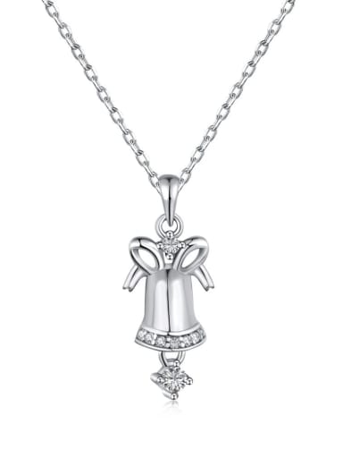 925 Sterling Silver Cubic Zirconia Bell Cute Necklace
