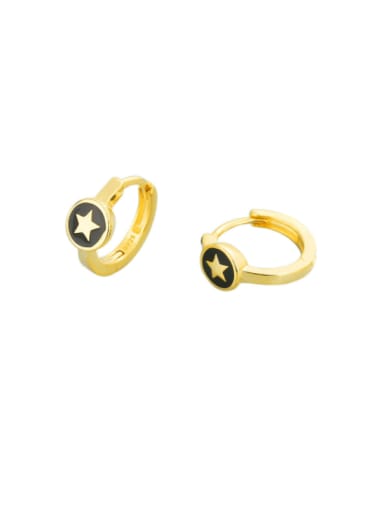 Gold color 925 Sterling Silver Enamel Pentagram Minimalist Huggie Earring