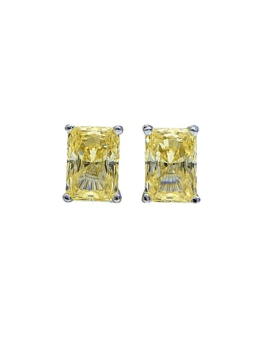 925 Sterling Silver High Carbon Diamond Rectangle Dainty Stud Earring
