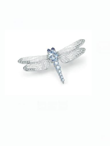 Sky blue topA Brooch 925 Sterling Silver Natural Stone Multi Color Dragonfly Cute Pins & Brooches