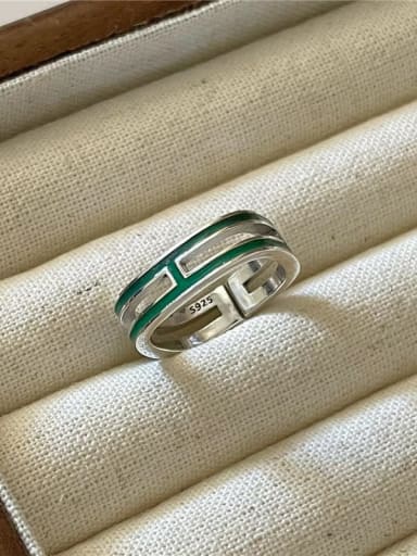 925 Sterling Silver Enamel Flower Trend Band Ring